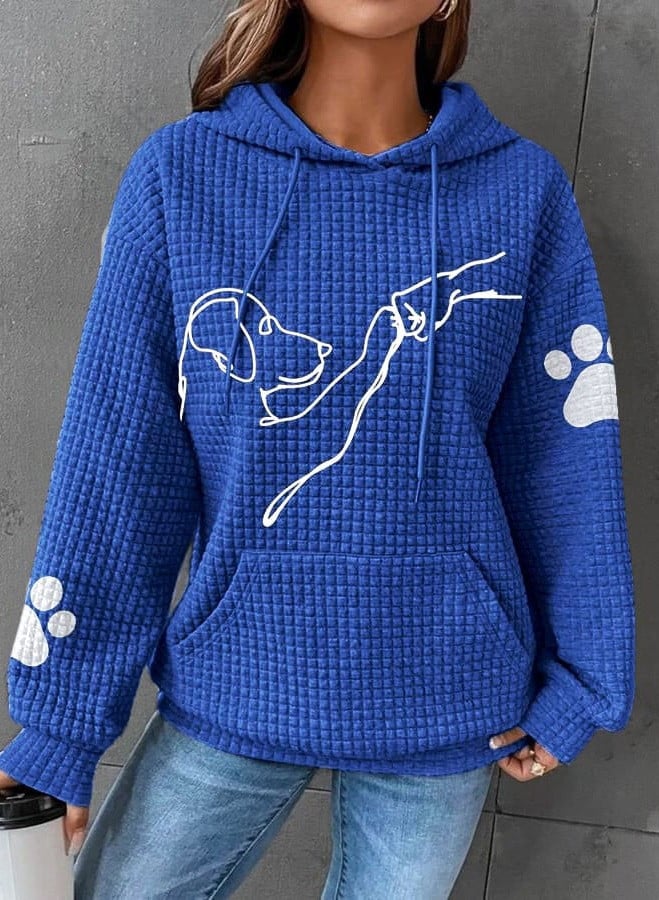 Olina Dog Paw Waffle Knit Hoodie
