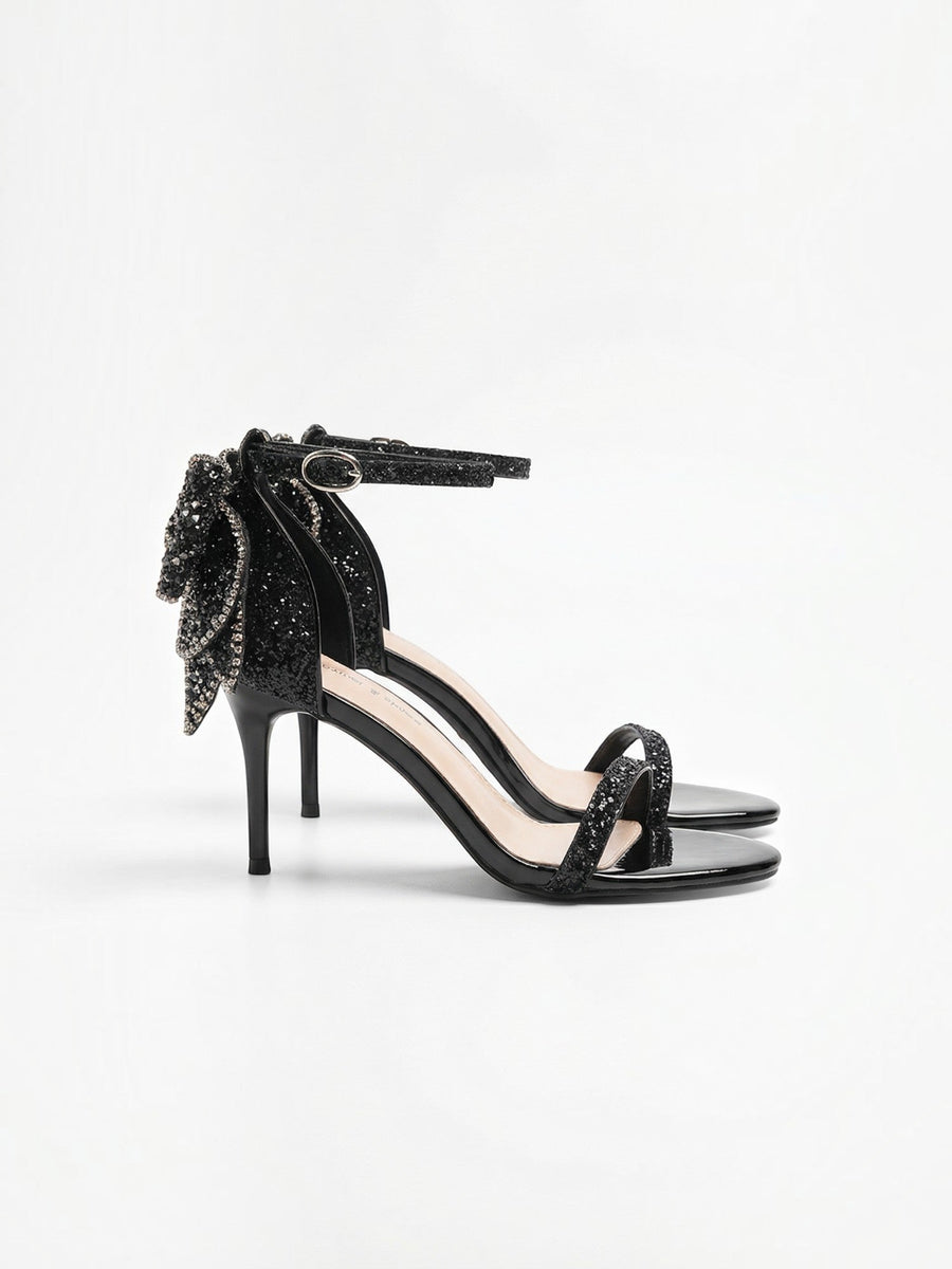 Sarah Glitter Bow Strappy Heel Sandals