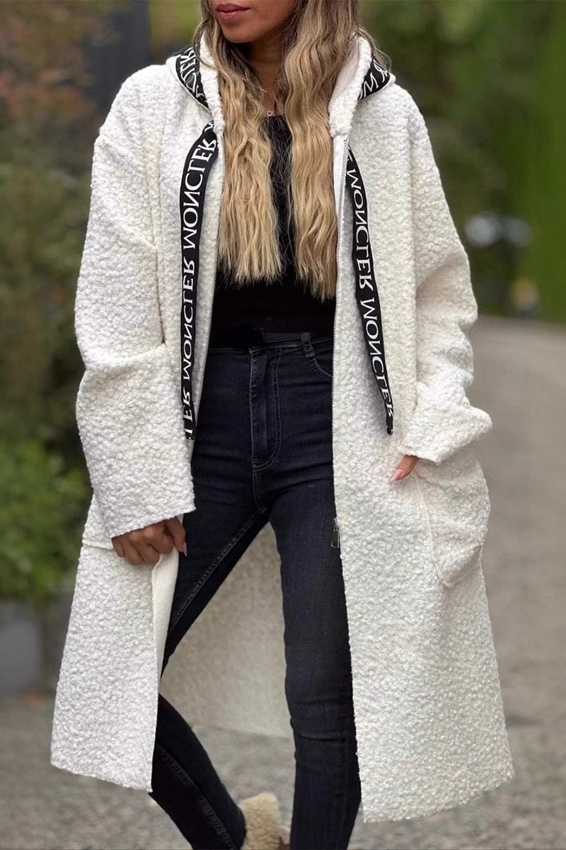 Felicie Long Patchwork Zip Hoodie Jacket with Pockets