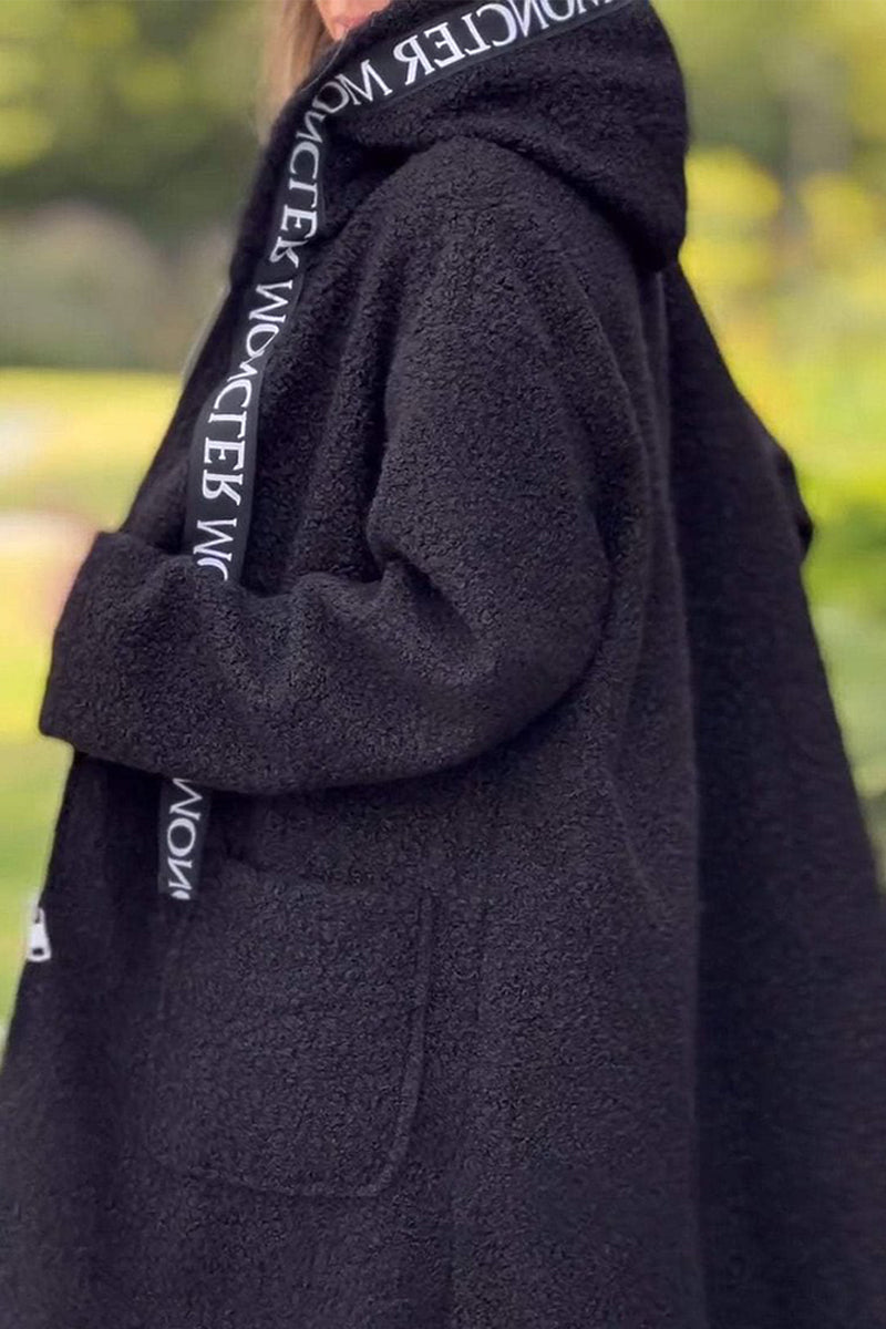 Felicie Long Patchwork Zip Hoodie Jacket with Pockets