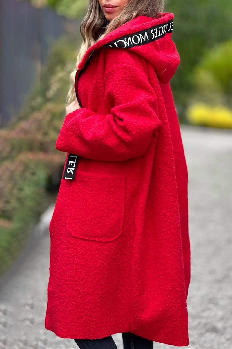 Felicie Long Patchwork Zip Hoodie Jacket with Pockets