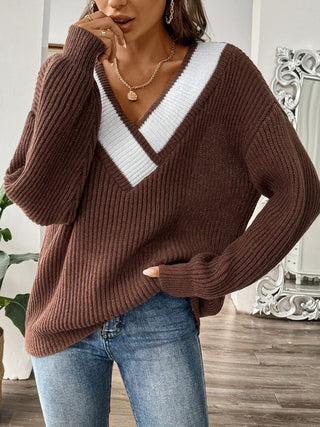 Raquel - Autumn knitted jumper - Drop-shoulder style