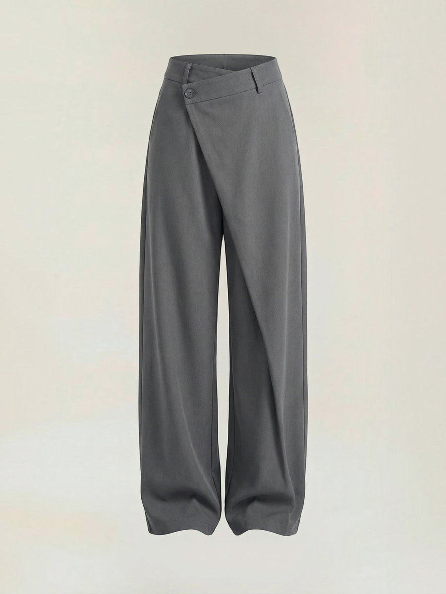 Jean High Waisted Asymmetric Wide Leg Pants