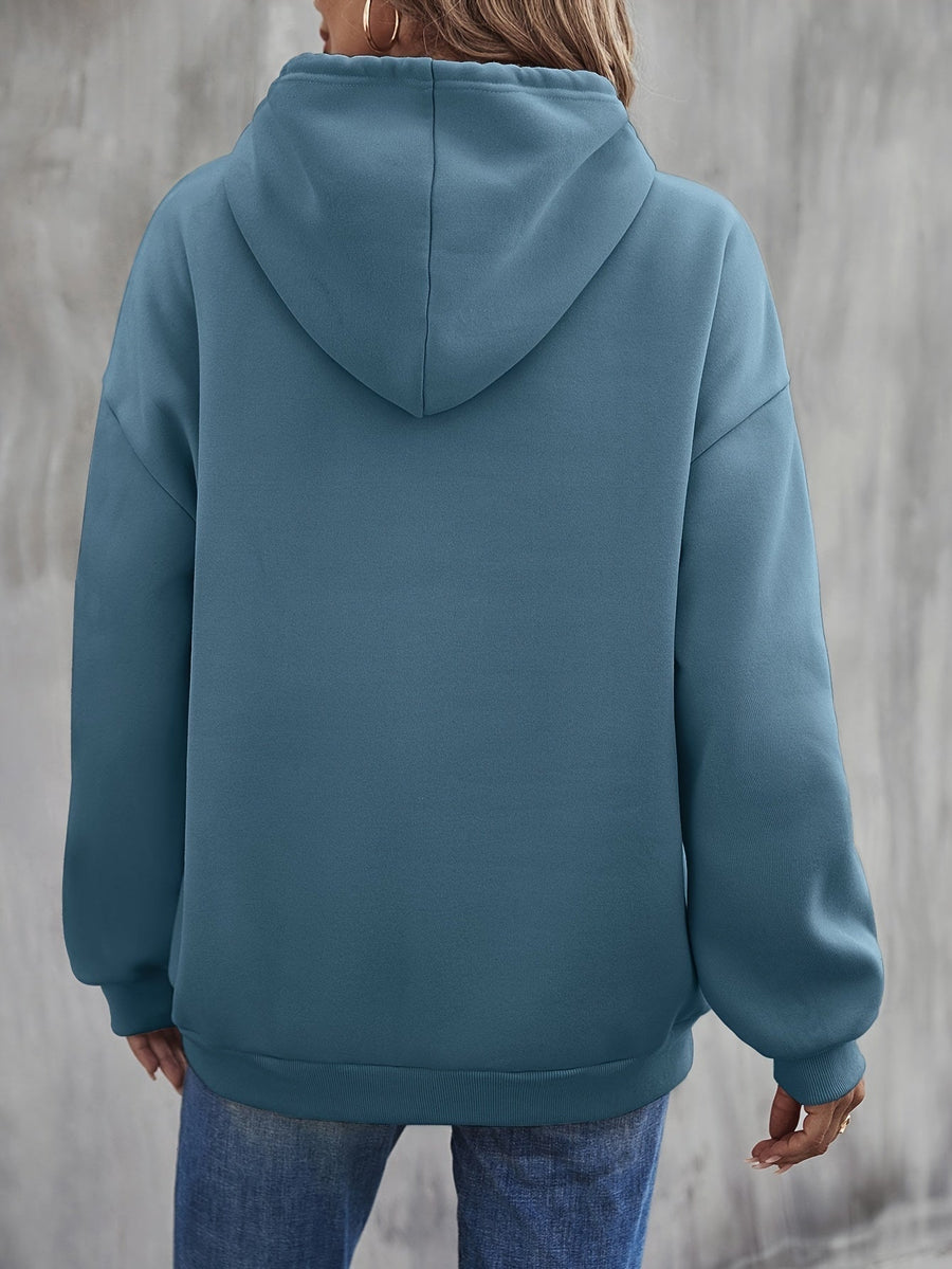 Solvig Smile Print Drawstring Hoodie