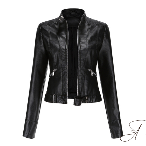 Fatima Cropped Faux Leather Moto Jacket