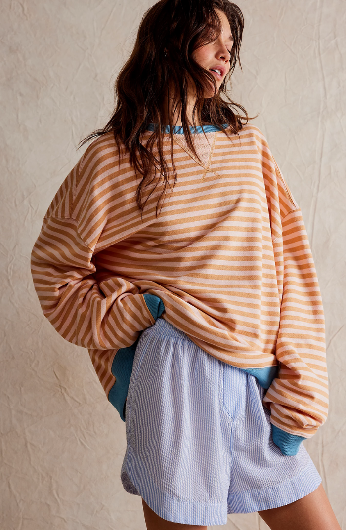 Yseult Striped Contrast Trim Sweatshirt
