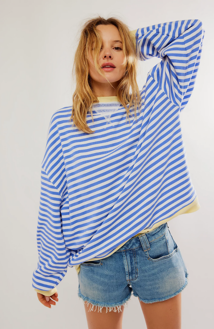 Yseult Striped Contrast Trim Sweatshirt