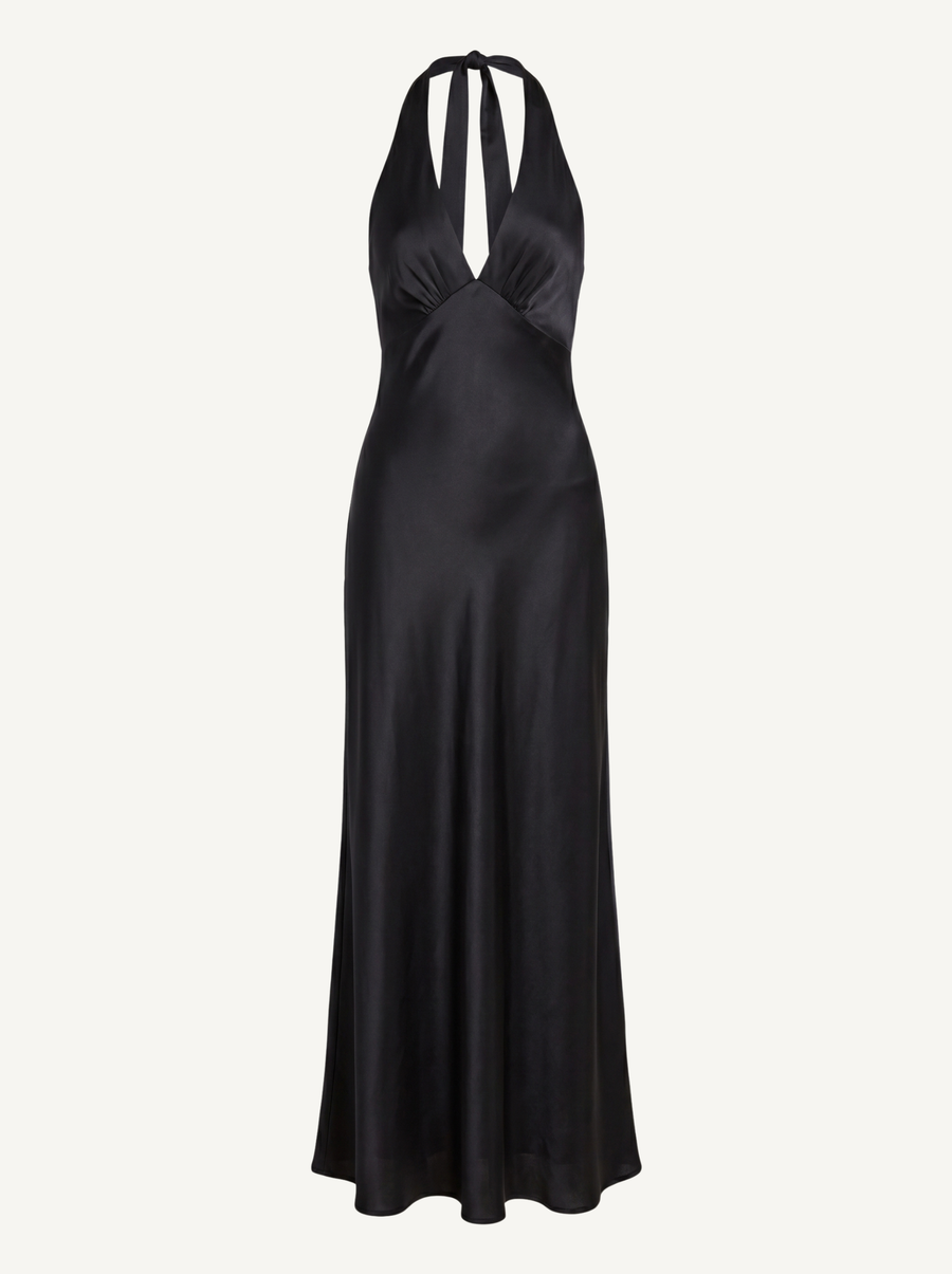Essie Shimmer Halter Neck Open Back Maxi Dress