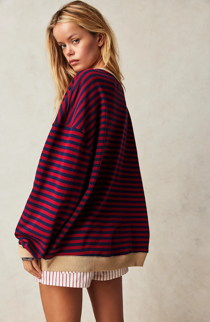 Yseult Striped Contrast Trim Sweatshirt