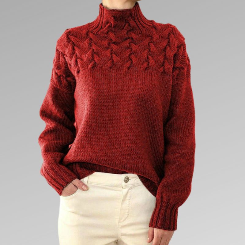 Fenella Cable Knit Mock Neck Sweater
