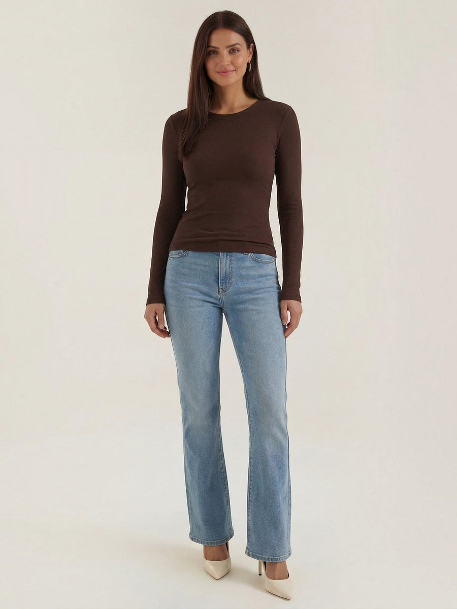 Freya Ribbed Round Neck Long Sleeve Top