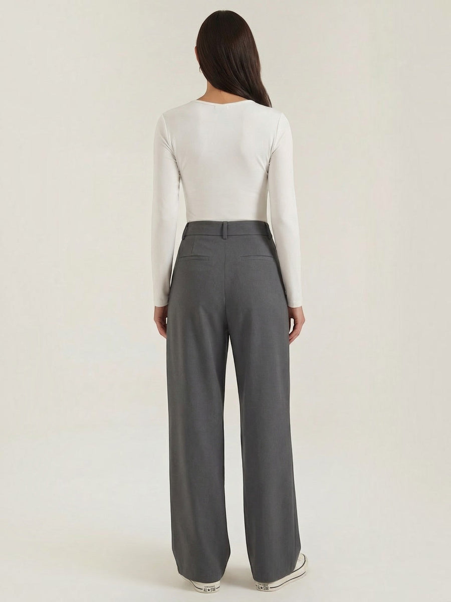 Jean High Waisted Asymmetric Wide Leg Pants