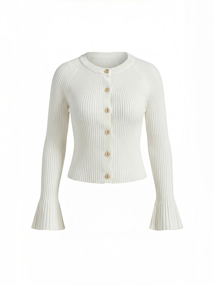 Betty Gold Button Ribbed Cardigan