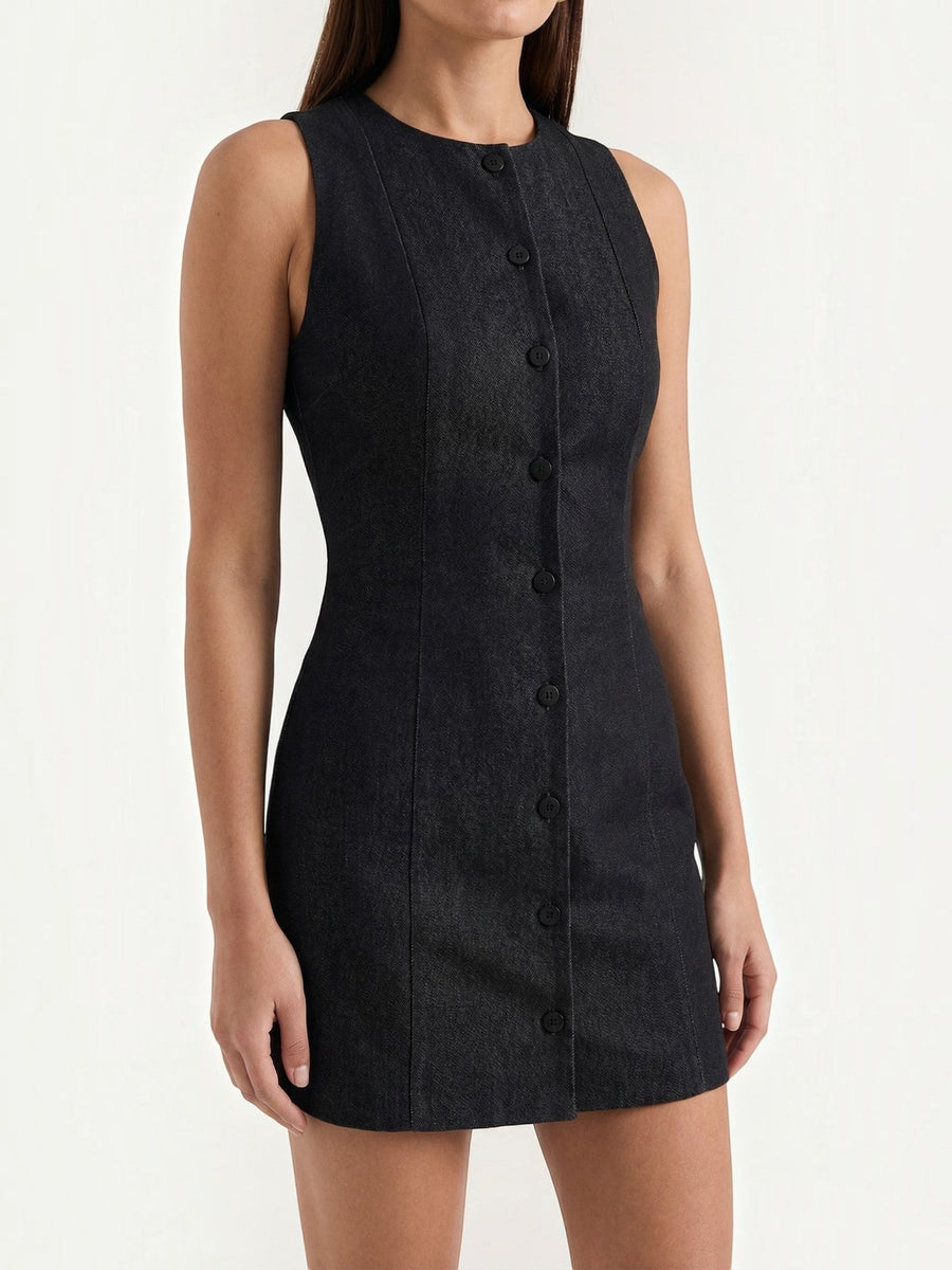 Patricia Button Front Sleeveless Mini Dress