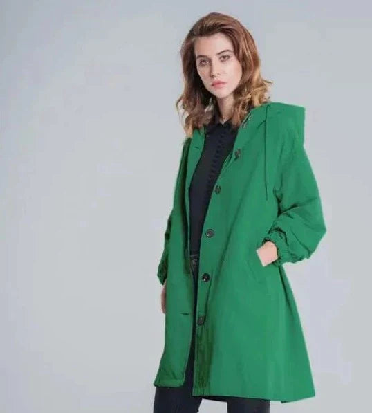 Benedetta Oversized Hooded Windbreaker Rain Jacket