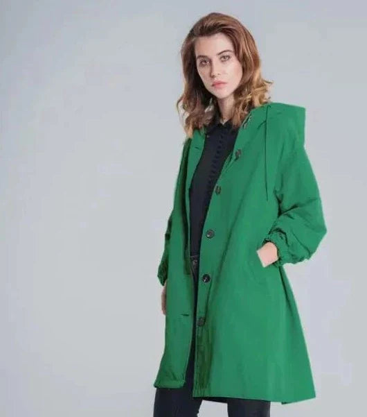 Benedetta Oversized Hooded Windbreaker Rain Jacket