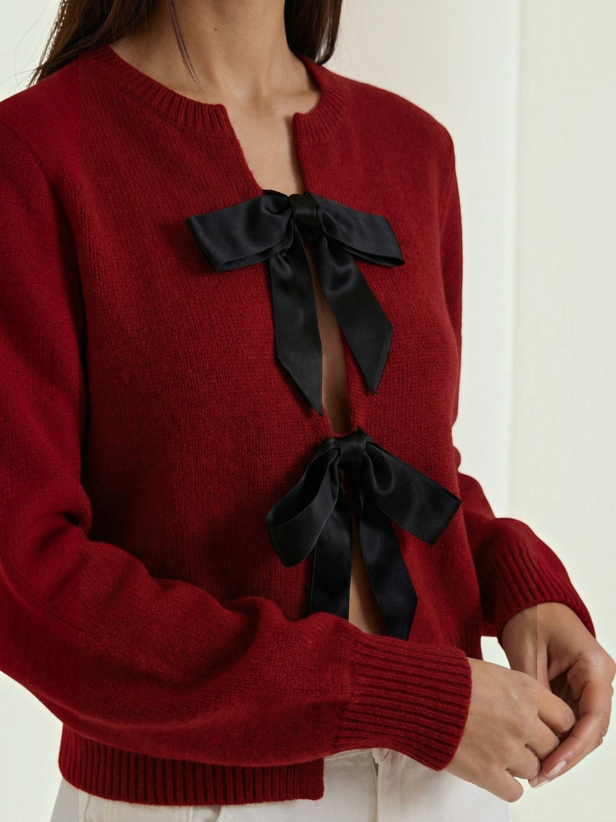 Cynthia Bow Tie Knit Cardigan