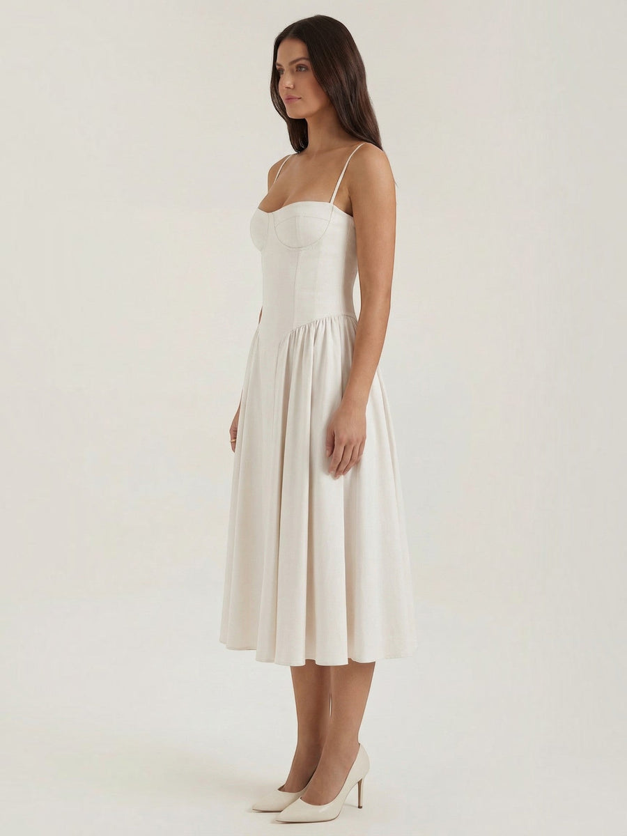 Odette Corset Style Strappy Midi Dress