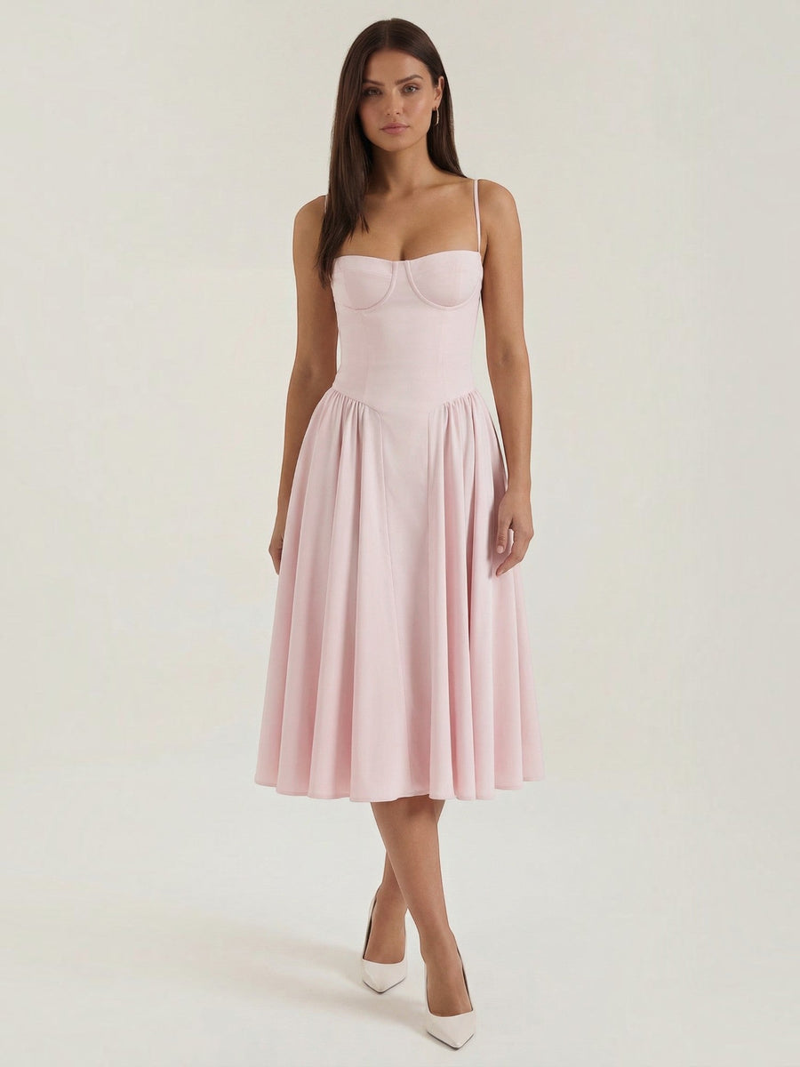 Odette Corset Style Strappy Midi Dress