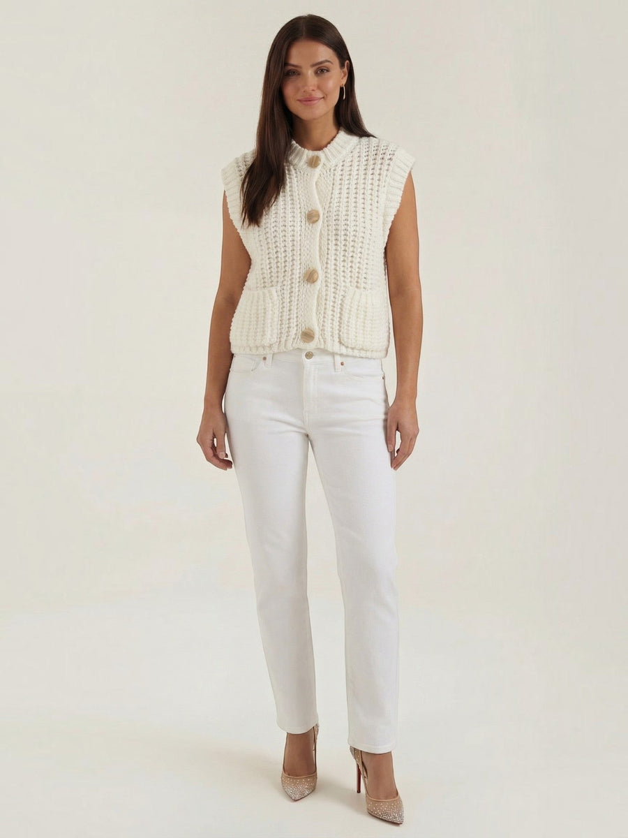 Philomena Chunky Knit Gold Button Vest