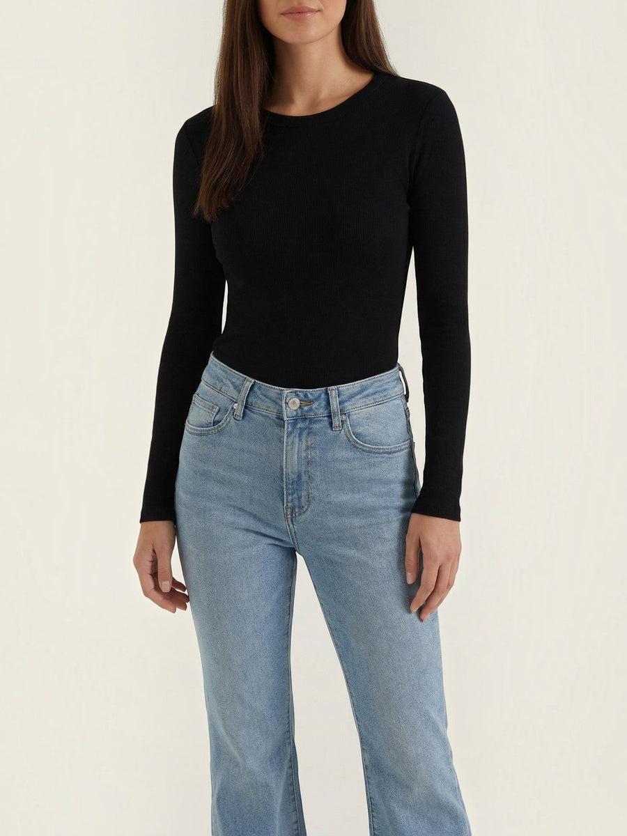 Freya Ribbed Round Neck Long Sleeve Top