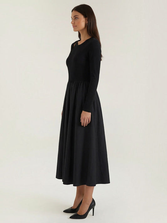 Melissa Ribbed Bodice Cotton Midi Dress