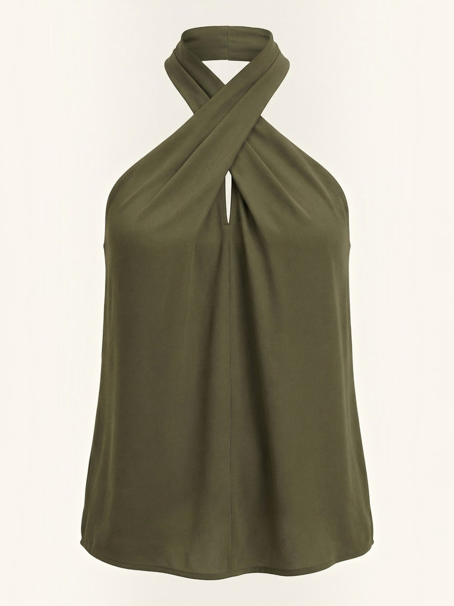 Gina Cross Halter Neck Fitted Top