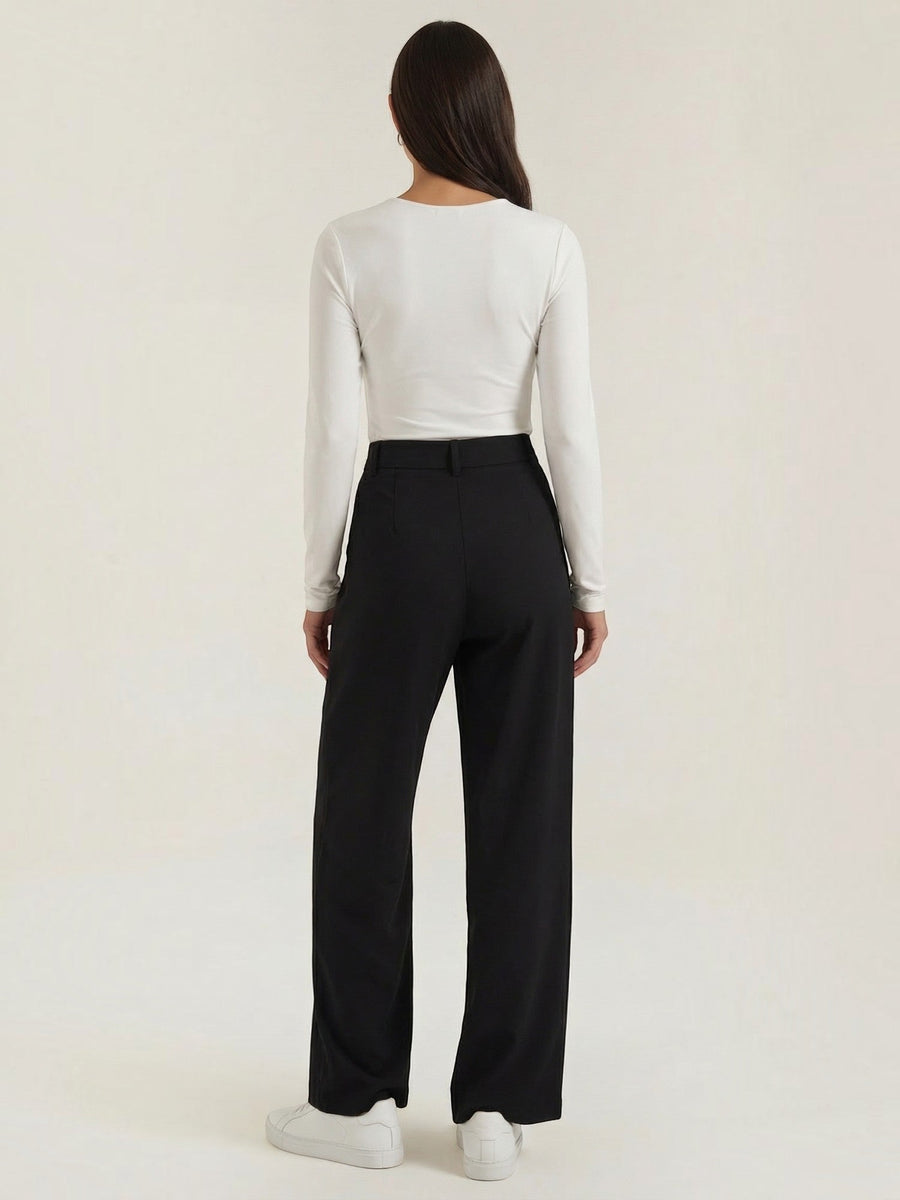 Jean High Waisted Asymmetric Wide Leg Pants