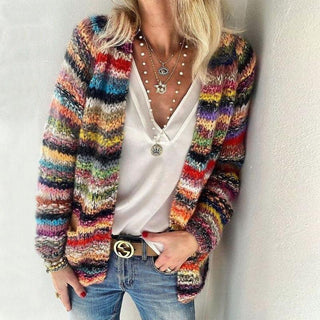 Mette - Warm multicoloured cardigan for women