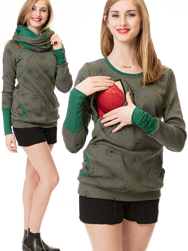 Swantje Cowl Neck Nursing Zip Maternity Tunic Sweatshirt