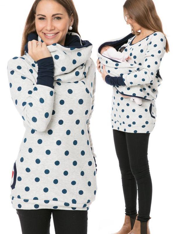 Swantje Cowl Neck Nursing Zip Maternity Tunic Sweatshirt