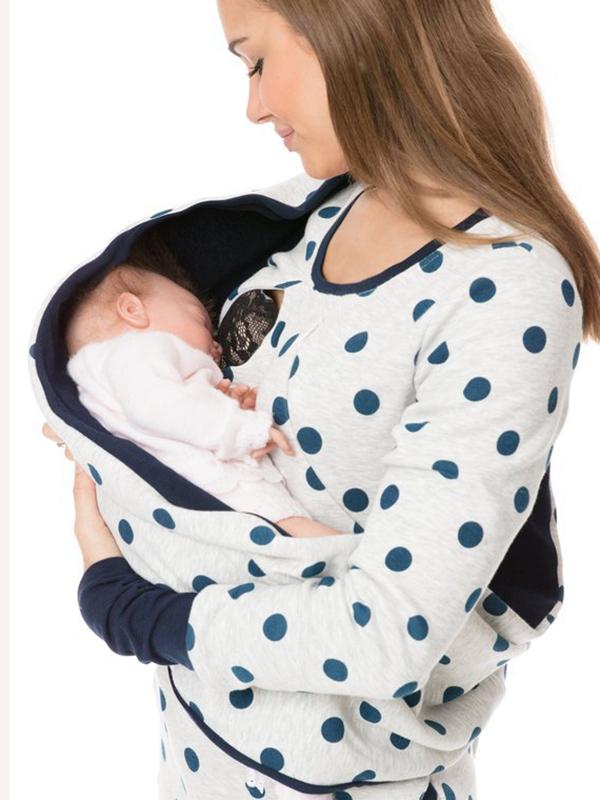 Swantje Cowl Neck Nursing Zip Maternity Tunic Sweatshirt