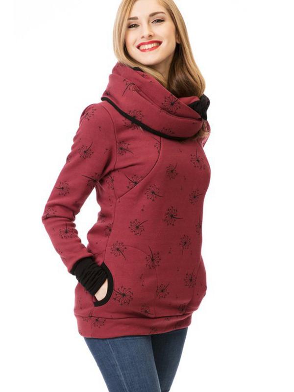 Swantje Cowl Neck Nursing Zip Maternity Tunic Sweatshirt
