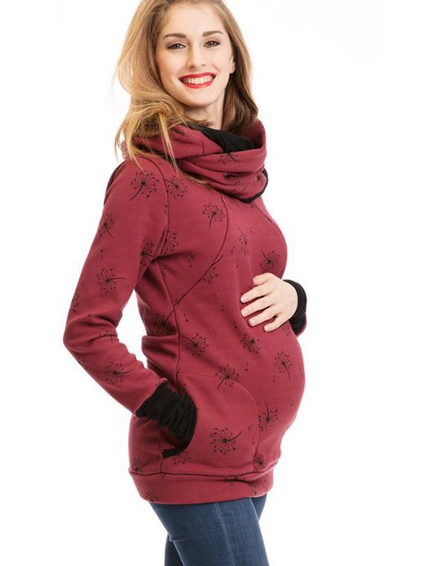 Swantje Cowl Neck Nursing Zip Maternity Tunic Sweatshirt