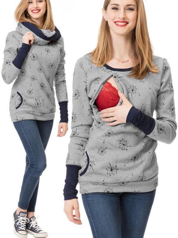 Swantje Cowl Neck Nursing Zip Maternity Tunic Sweatshirt