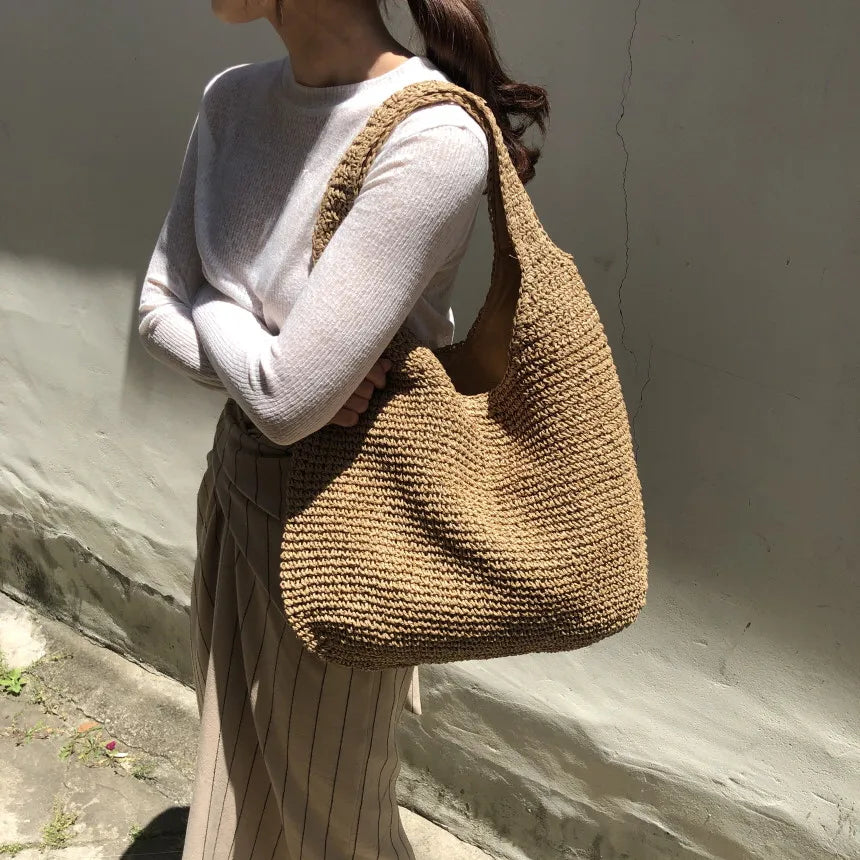 Vesna Woven Slouchy Hobo Bag