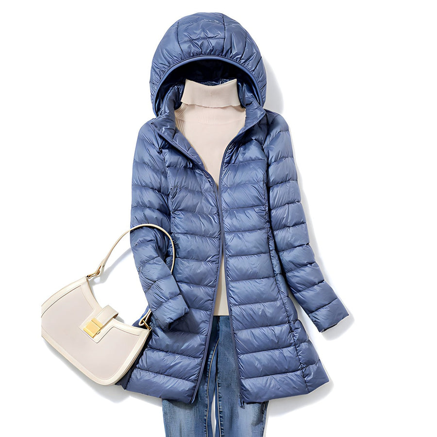 Pia Long Slim Puffer Jacket with Detachable Hood