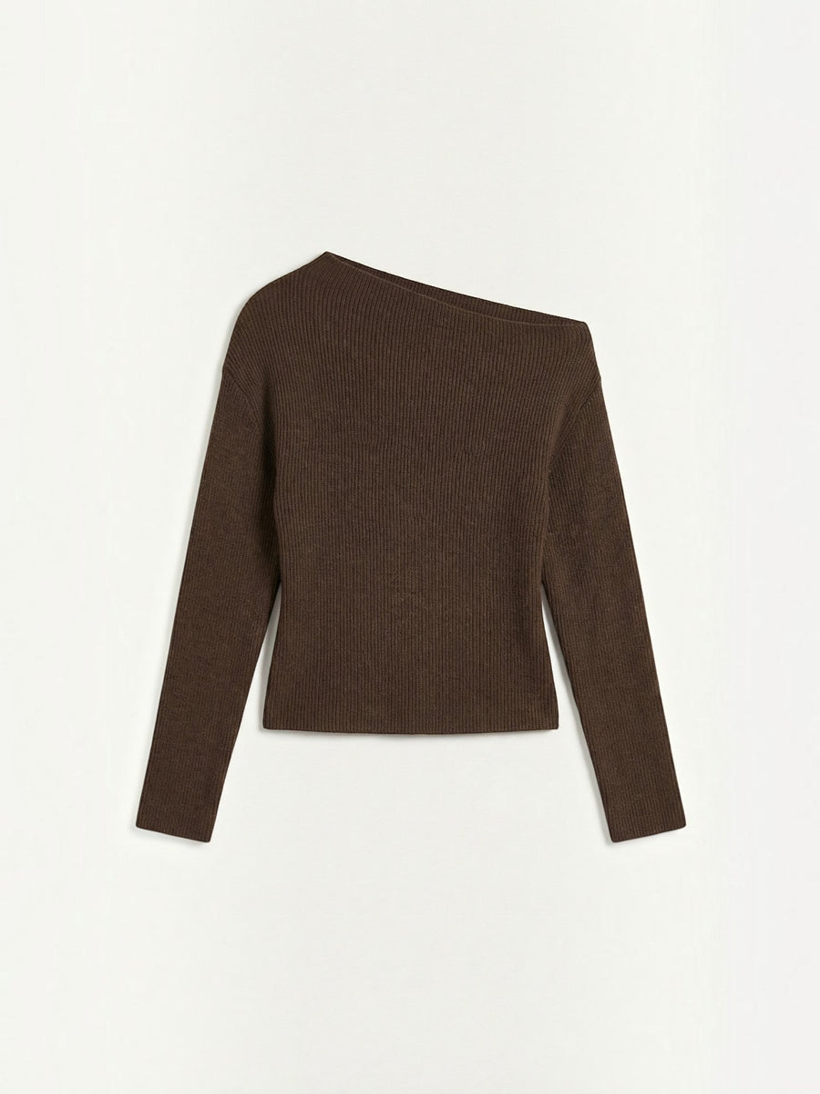 Shirley Asymmetric Collar Ribbed Top