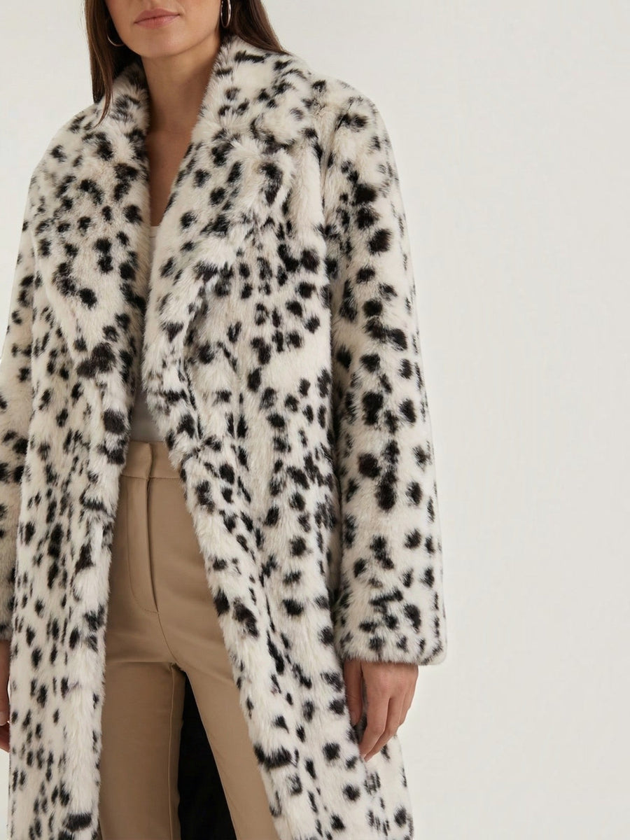 Morgana Polka Dot Faux Fur Maxi Coat