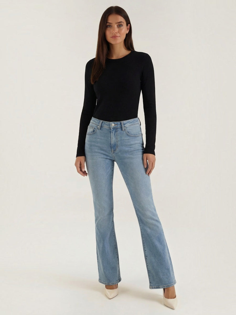 Freya Ribbed Round Neck Long Sleeve Top