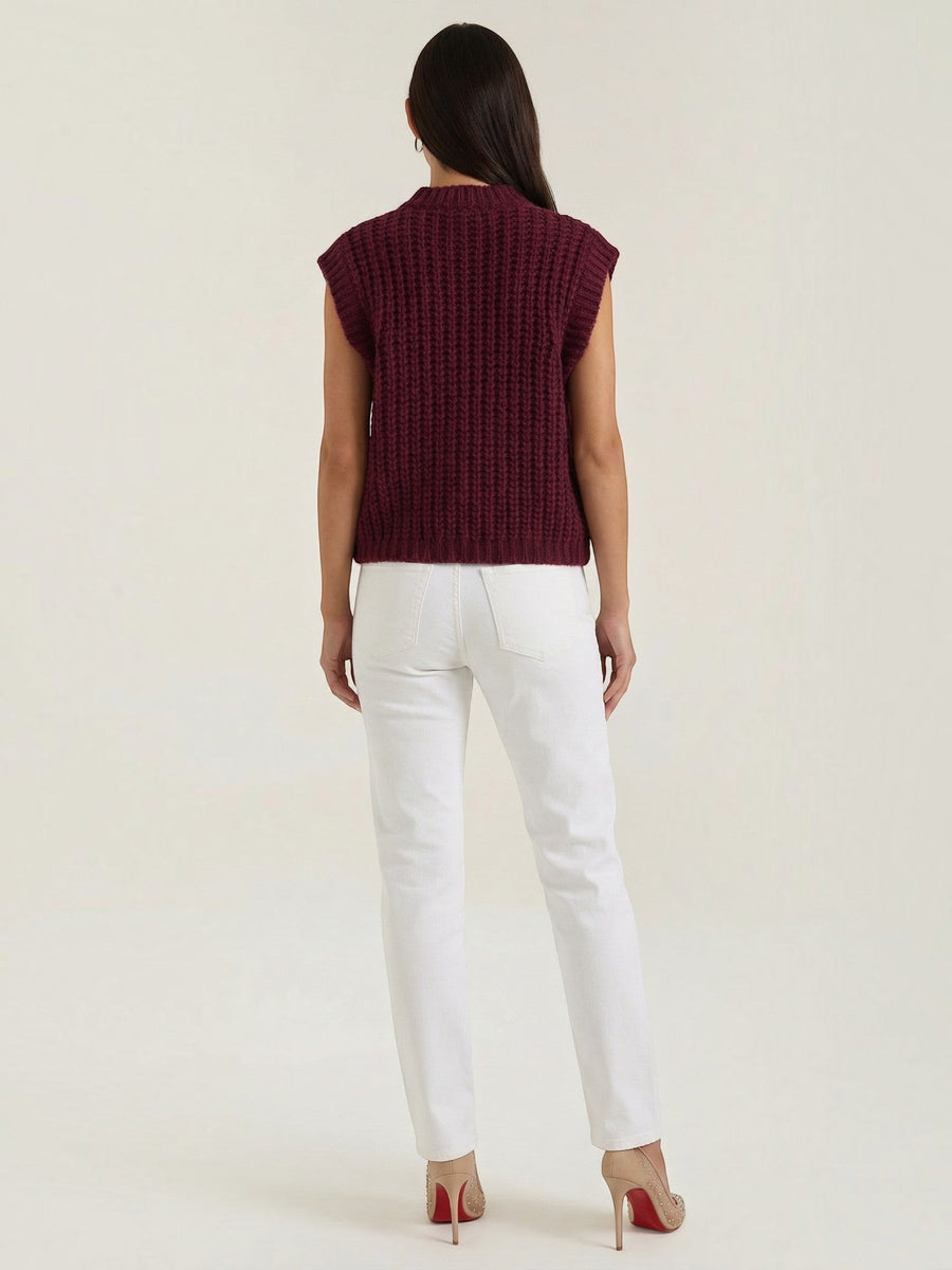Philomena Chunky Knit Gold Button Vest