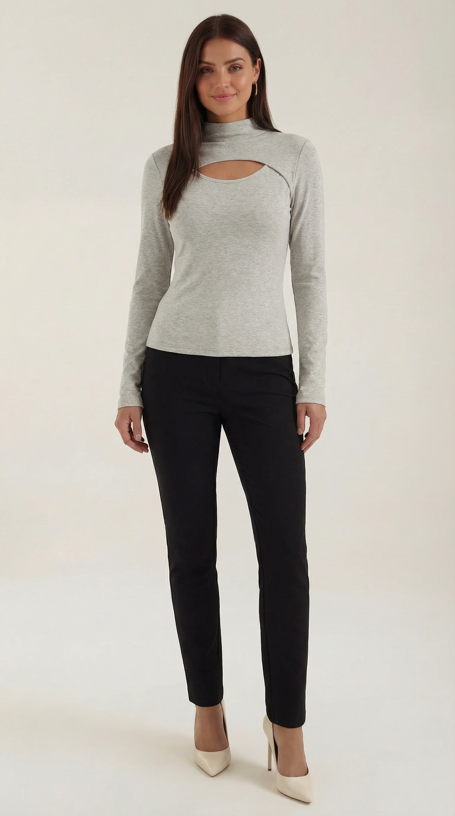 Barbara Chic Cutout Long-Sleeve Knit Top