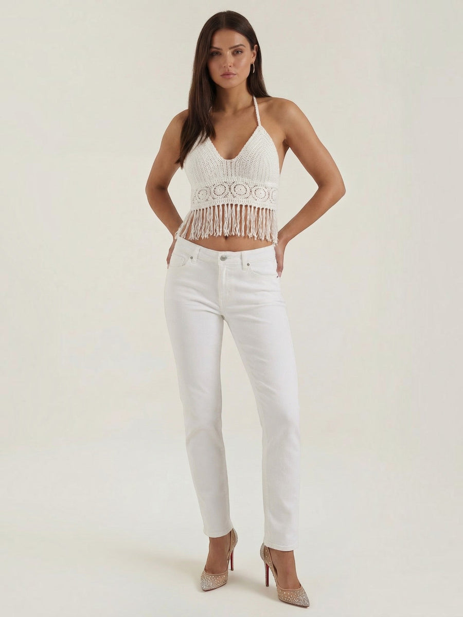 Harriet Crochet Fringe Halter Top