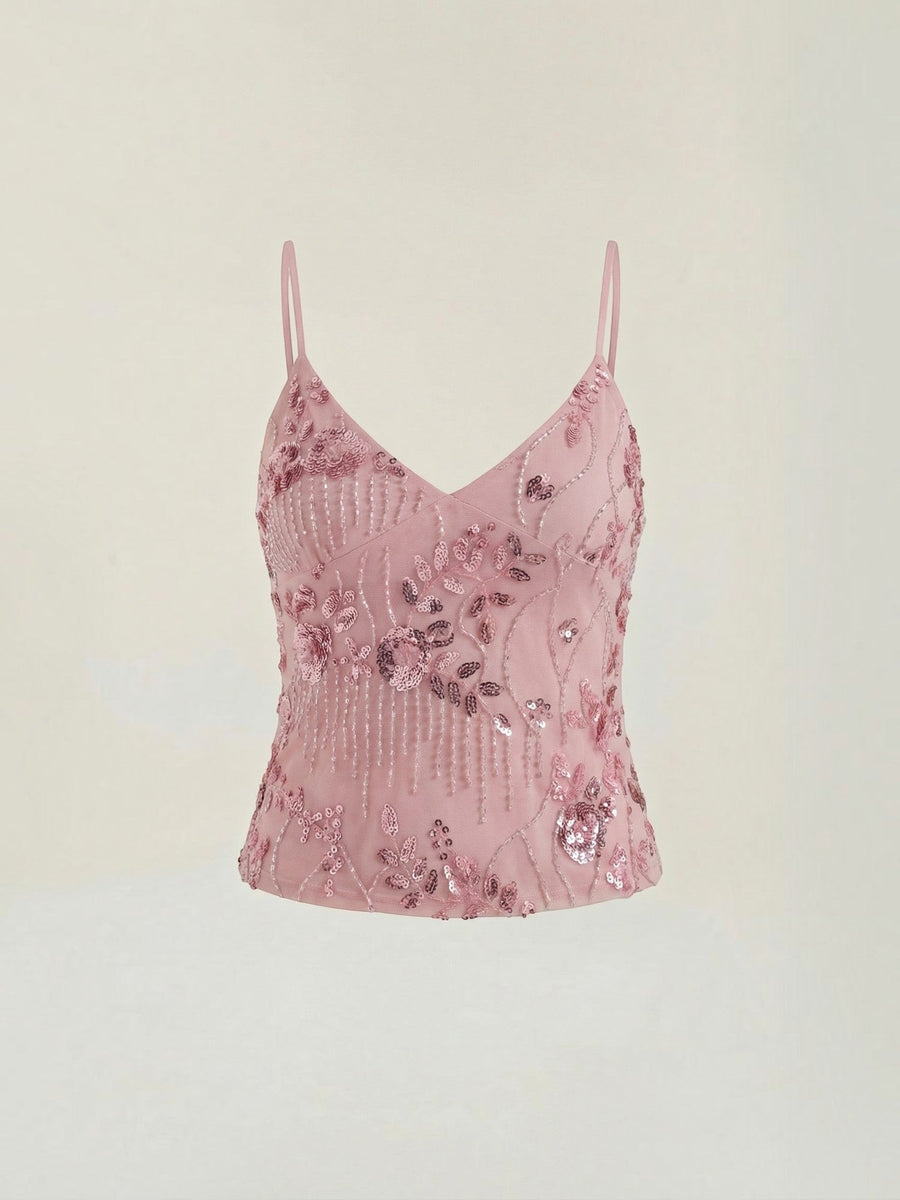 Dottie Sequin V Neck Cami Top