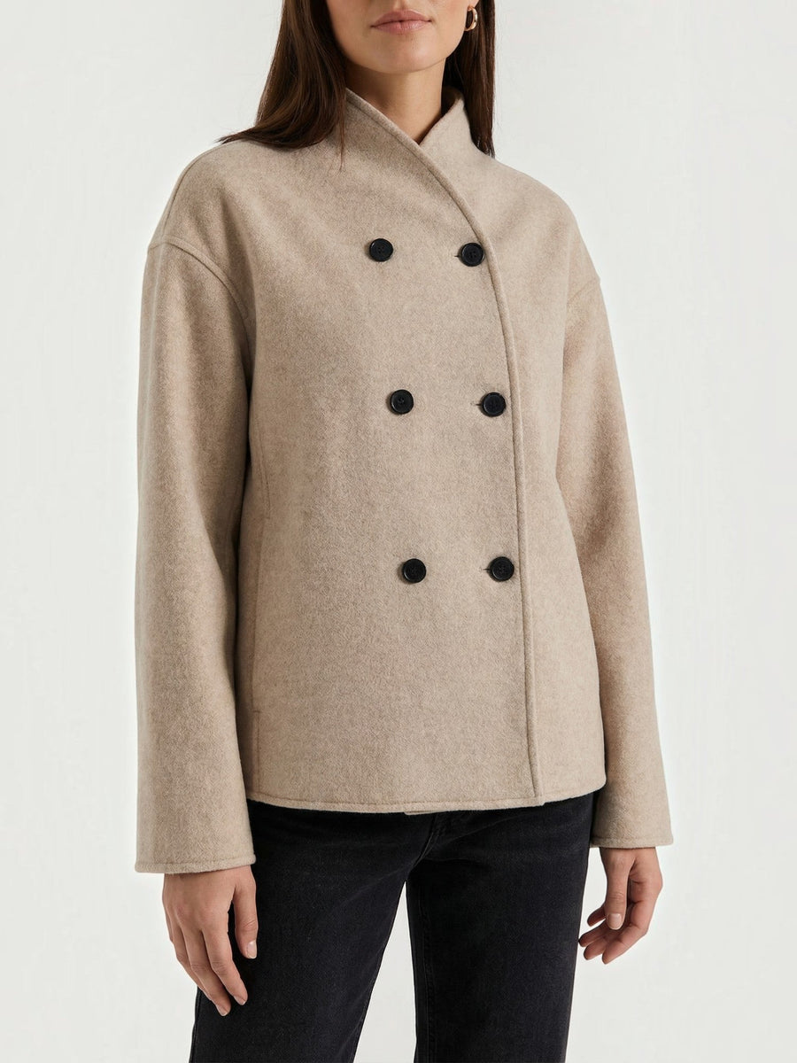 Pamela Stand Collar Double Breasted Short Jacket