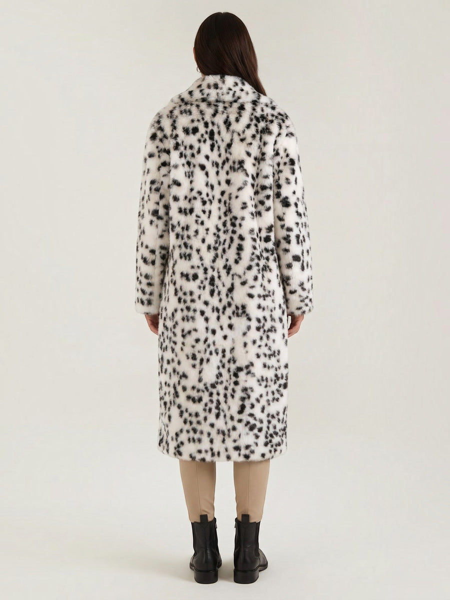 Morgana Polka Dot Faux Fur Maxi Coat