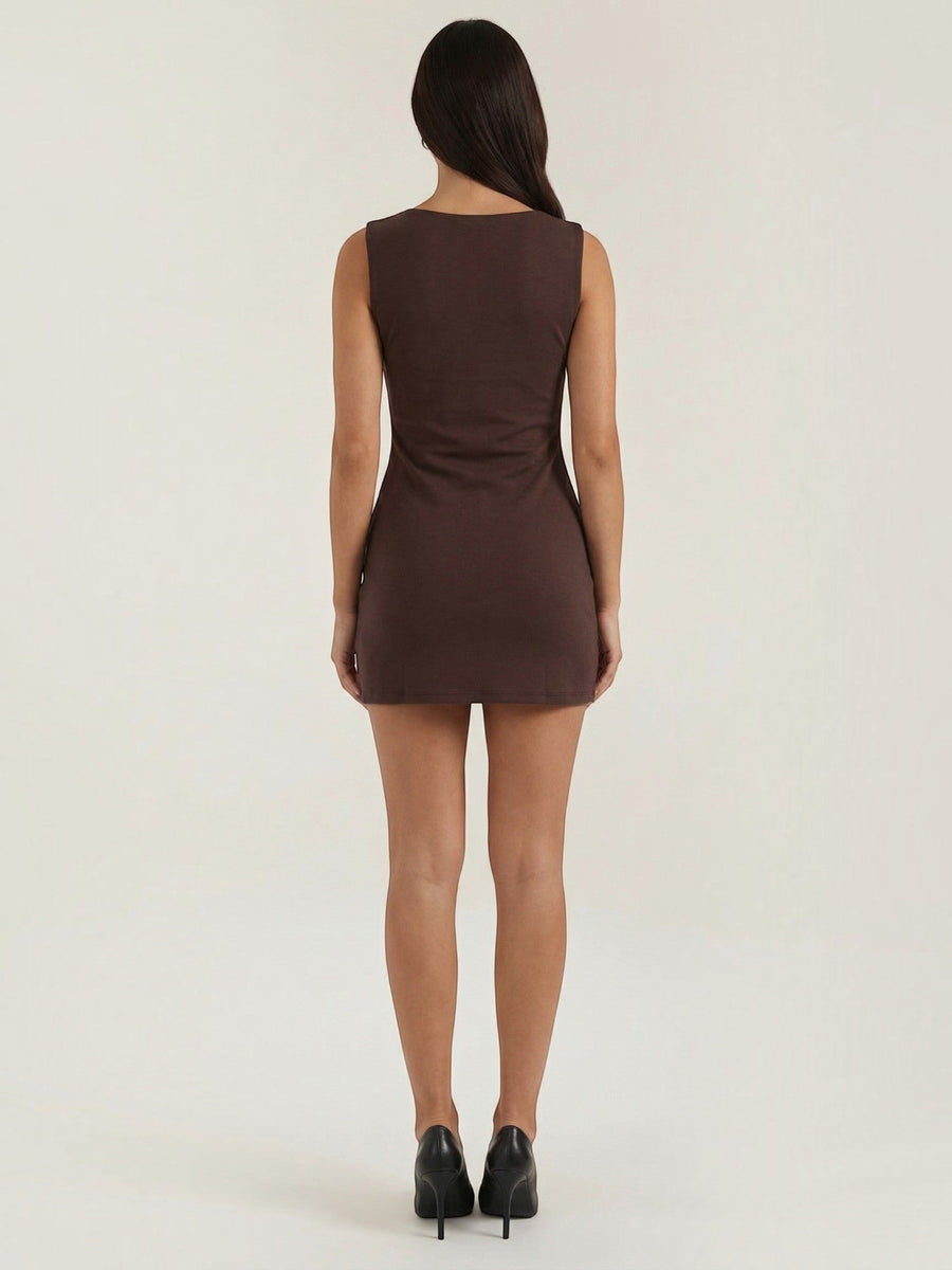 Donna Round Neck Bodycon Mini Dress