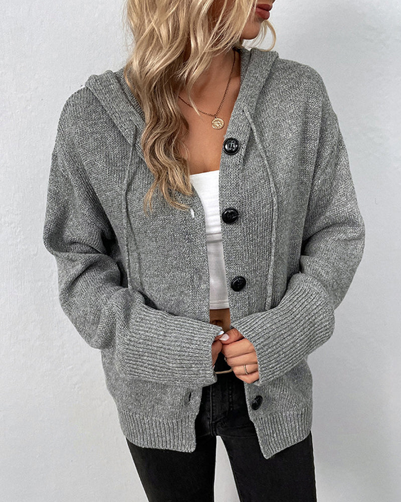 Corina Hooded Drawstring Knit Cardigan