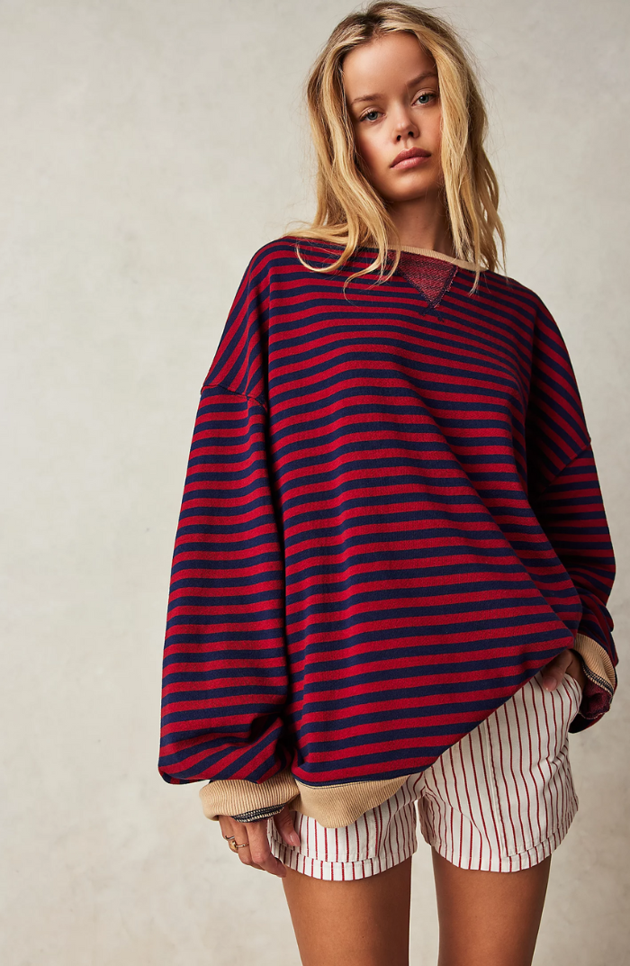 Yseult Striped Contrast Trim Sweatshirt