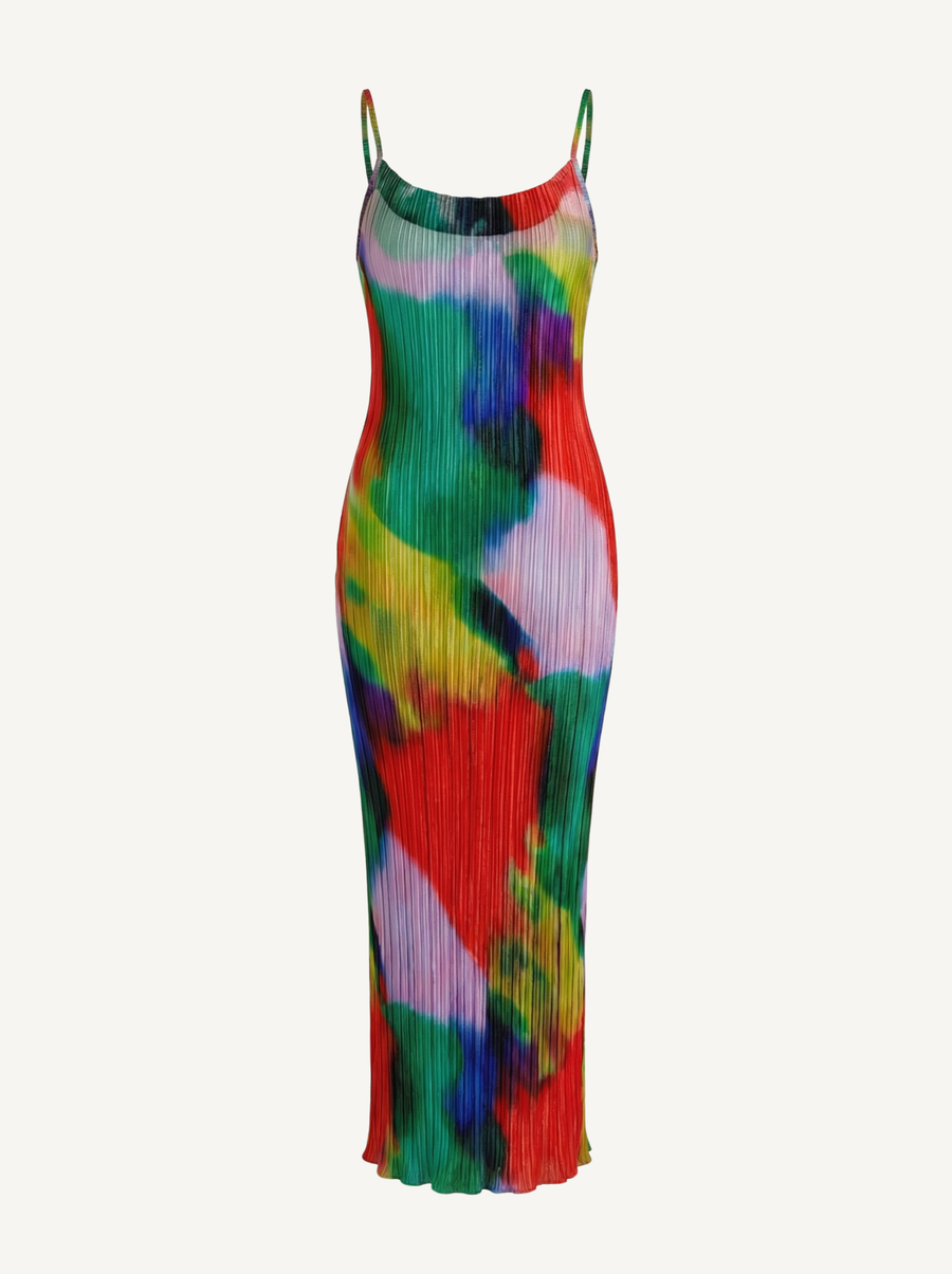 Henrietta Pleated Spaghetti Strap Maxi Dress